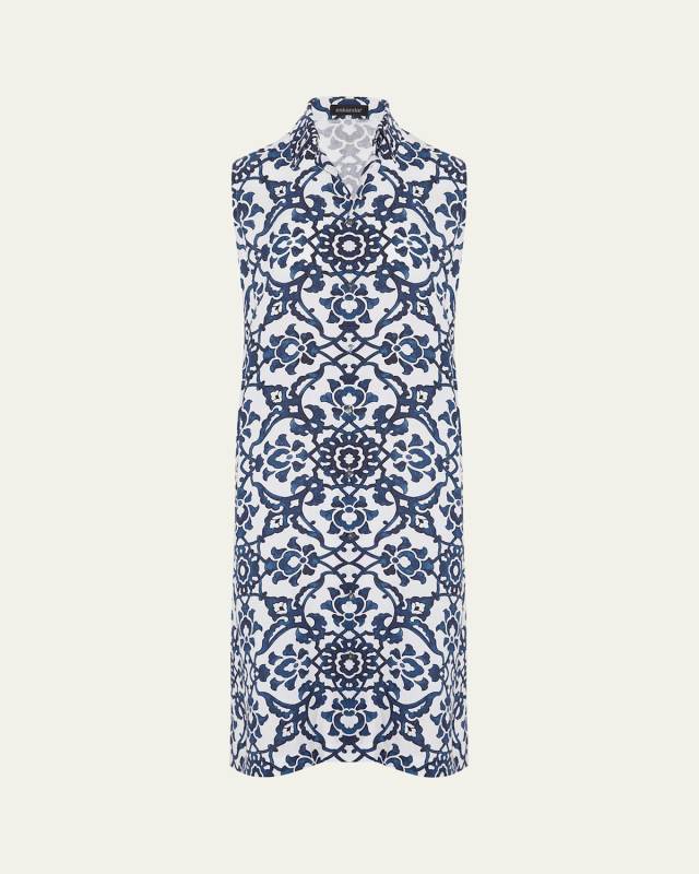 Slim A-Line Sleeveless Shirt Dress With Collar